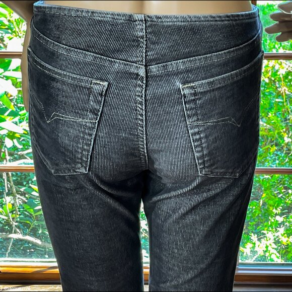 ⭐️HP⭐VERSACE COUTURE JEANS▪️Dark Gray Distressed Corduroy Low Rise Bootcut Jeans - Picture 4 of 9